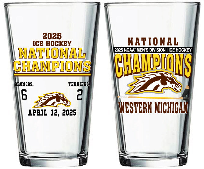 National Championship Hockey 16oz glass