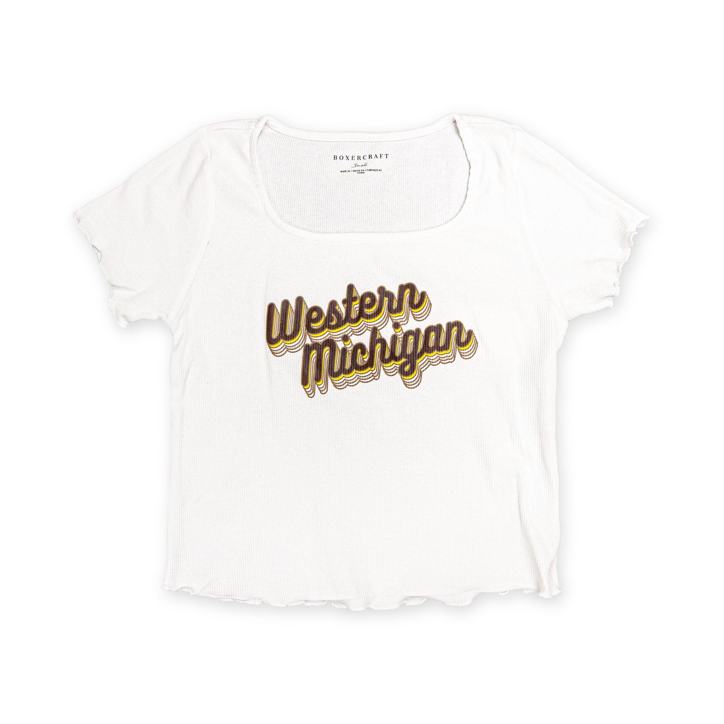 Retro Western Michigan Baby Crop Tee