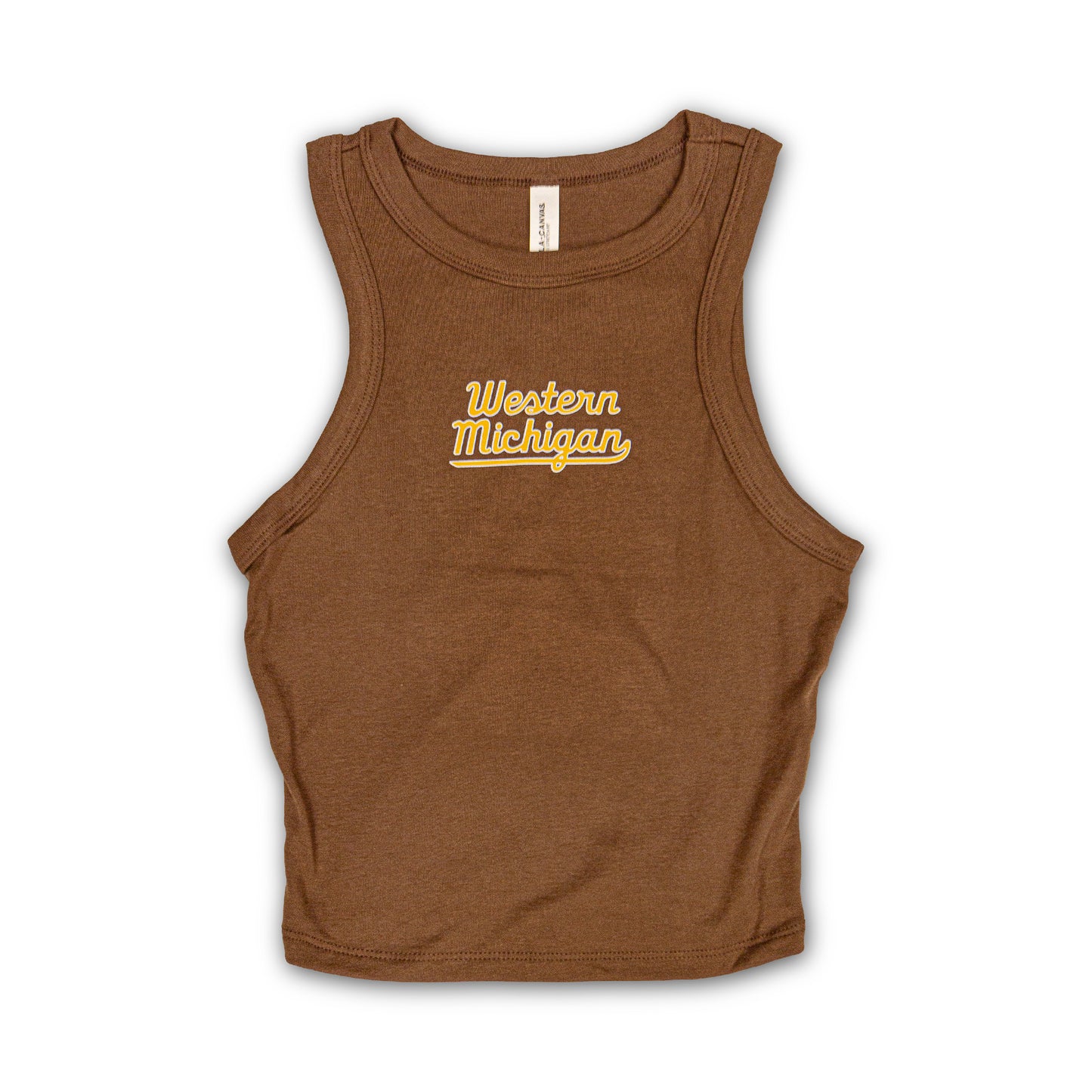 Ladies Western Michigan Script Micro Racer Tank