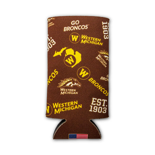 Western Michigan Scatter Slim Can Cooler