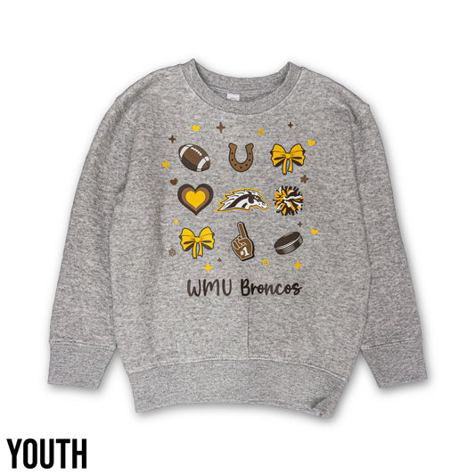 WMU Broncos Girly Toddler Crew Sweatshirt