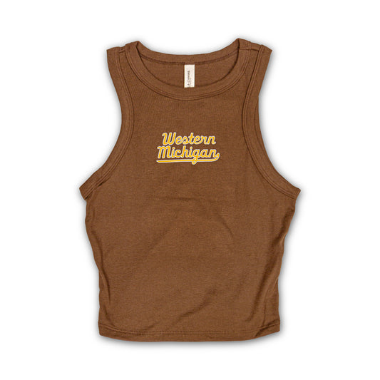 Ladies Western Michigan Script Micro Racer Tank